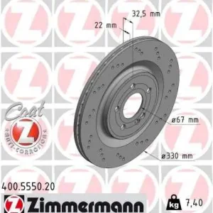 ZIMMERMANN Bremsscheibe (400.5550.20) KFZ-6961212 Geprüft