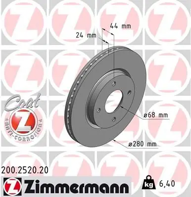 ZIMMERMANN Bremsscheibe (200.2520.20) KFZ-6857331 Schneller Versand